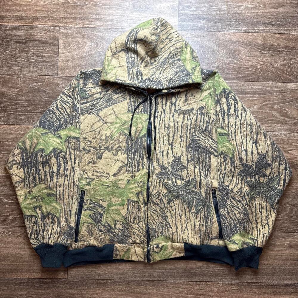 Vintage Heavy Weight Mossy Oak Camo Zip Up Hoodie